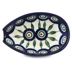 Polish Pottery Spoon Rest - 5" - Peacock