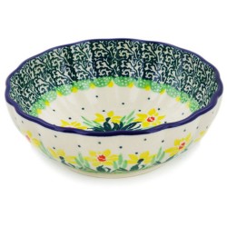 Polish Pottery Scalloped Bowl - 5" - Daffodils