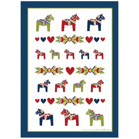 Swedish Dala Horses Tea Towel