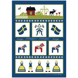 Swedish Symbols Tea Towel