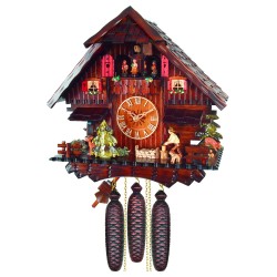 Engstler Eight-Day Mechanical Cuckoo Clock with Woodsman, Waterwheel, and Dancers