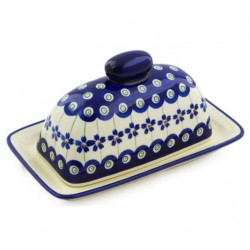 Polish Pottery Butter Dish - American Style - Floral Peacock