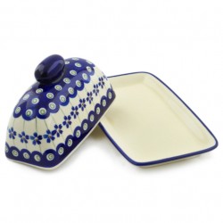 Polish Pottery Butter Dish - American Style - Floral Peacock