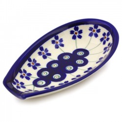 Polish Pottery 5" Spoon Rest - Floral Peacock