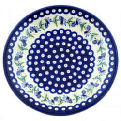 Polish Pottery Plate - 11" - Blue Dandelions