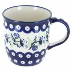 Polish Pottery Mug - 12 oz - Blue Dandelions