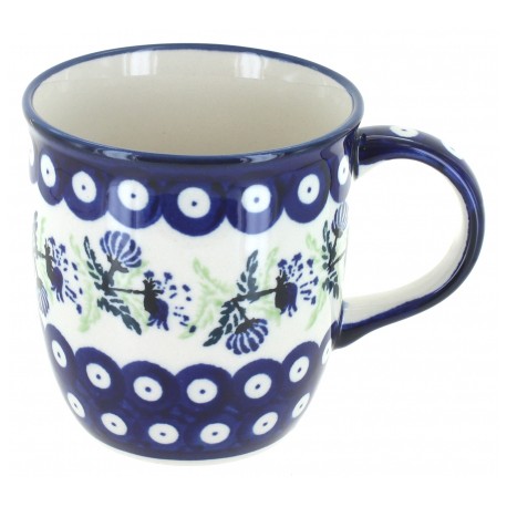 Polish Pottery Mug - 12 oz - Blue Dandelions