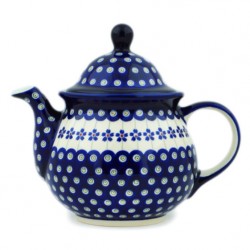 Polish Pottery Tea or Coffee Pot - 58 oz - Floral Peacock