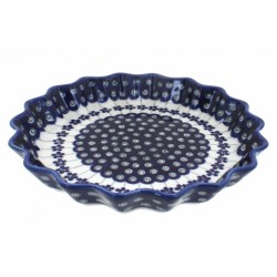 Polish Pottery Fluted Pie Baker - 10" - Floral Peacock