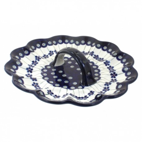 Polish Pottery Egg Plate - 10" - Floral Peacock