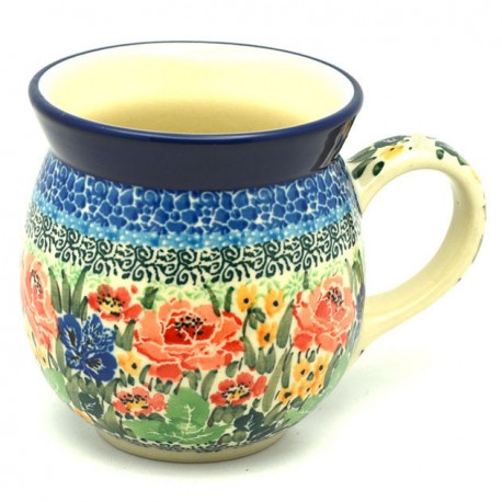 Polish Pottery Bubble Mug - 16 oz - Glorious Garden - Unikat