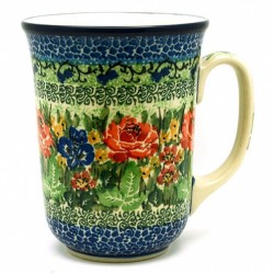 Polish Pottery Bistro Mug - 16 oz - Glorious Garden - Unikat