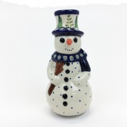 Polish Pottery Snowman Candleholder