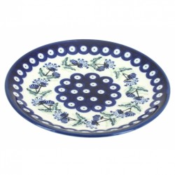 Polish Pottery Plate - 8" - Blue Dandelions