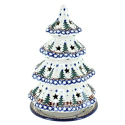 Polish Pottery 8" Christmas Tree Luminary - Pines