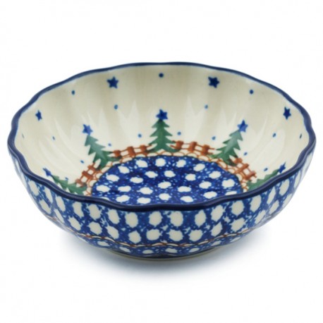 Polish Pottery Scalloped Bowl - 5" - Pines