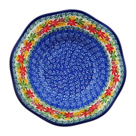 Polish Pottery Wavy Bowl - 8" - Maple Harvest