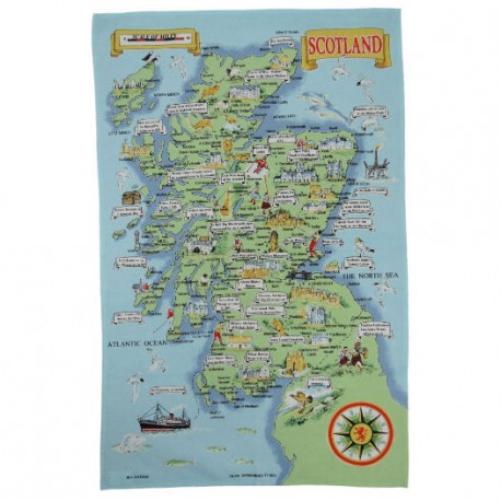 Map of Scotland Tea Towel