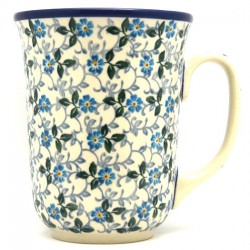 Polish Pottery Bistro Mug - 16 oz - Forget-Me-Not