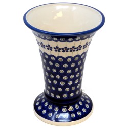 Polish Pottery Vase - 8" - Floral Peacock