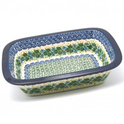 Polish Pottery Rectangular Baker with Grip Lip - 10" - Ivy Trail