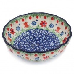 Polish Pottery Scalloped Bowl - 5" - Flower Garden