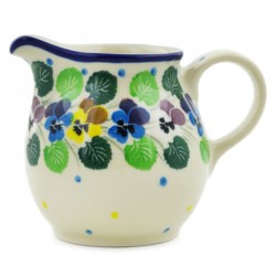 Polish Pottery Cream Pitcher - Colorful Pansies