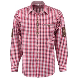 German Traditional Men's Fest Shirt Red/Burgundy