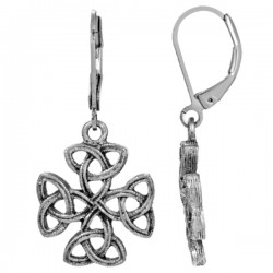 Celtic Trinity Knot Cross Drop Earrings