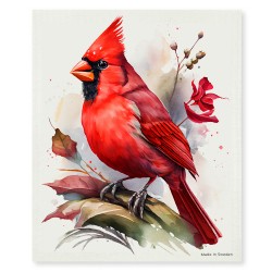 Swedish Dishcloth Cardinal on a Branch
