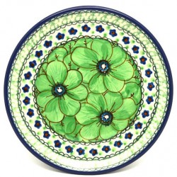 Polish Pottery Plate - 6" - Green Blossoms - Unikat