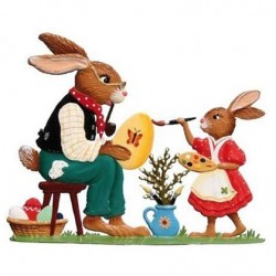 Easter Bunnies Painting Eggs Stand-up Pewter Decoration