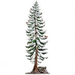 Winter Spruce Tree with Wood Pile Stand-up Pewter Decoration
