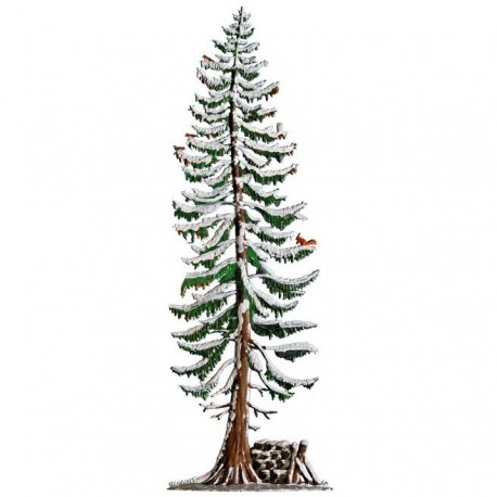 Winter Spruce Tree with Wood Pile Stand-up Pewter Decoration