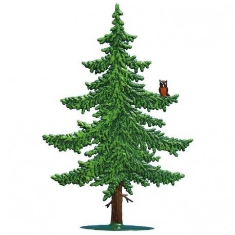 Fir Tree with Owl Stand-up Pewter Decoration