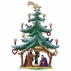 Nativity Under a Christmas Tree Stand-up Pewter Decoration