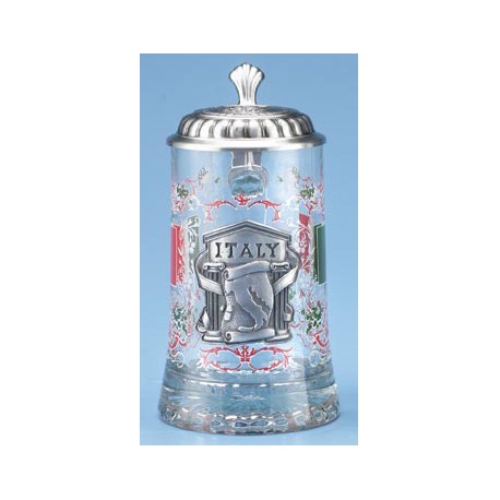 Glass Italy Stein with Pewter Lid