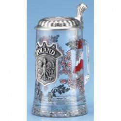 Glass Poland Stein with Pewter Lid