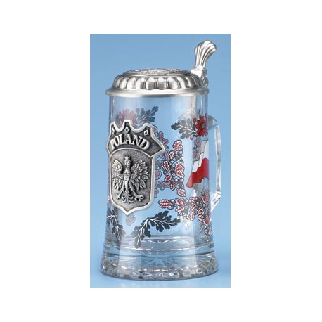 Glass Poland Stein with Pewter Lid