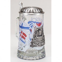 Glass Norway Stein with Pewter Lid