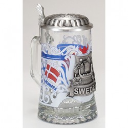 Glass Sweden Stein with Pewter Lid