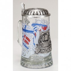 Glass Finland Stein with Pewter Lid