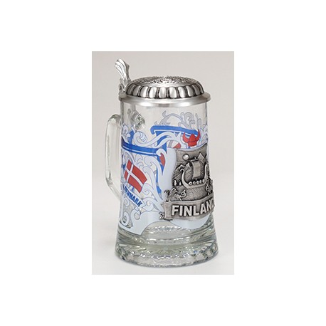 Glass Finland Stein with Pewter Lid