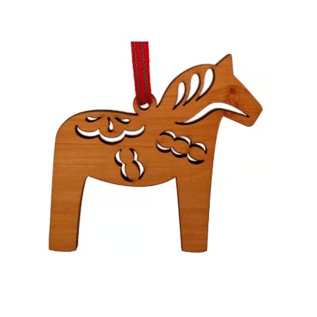 Dala Horse Wooden Christmas Ornament Made in Sweden