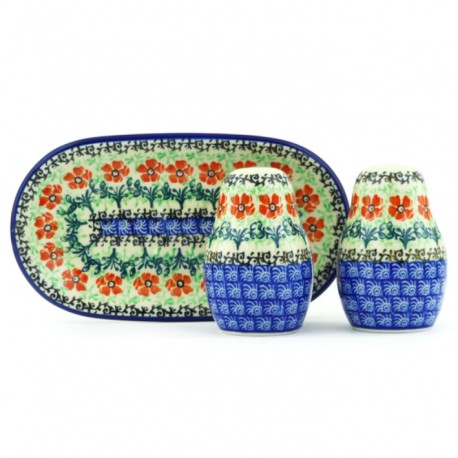 Polish Pottery Salt and Pepper Set - Maraschino