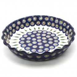 Polish Pottery Fluted Pie Baker - 10" - Peacock