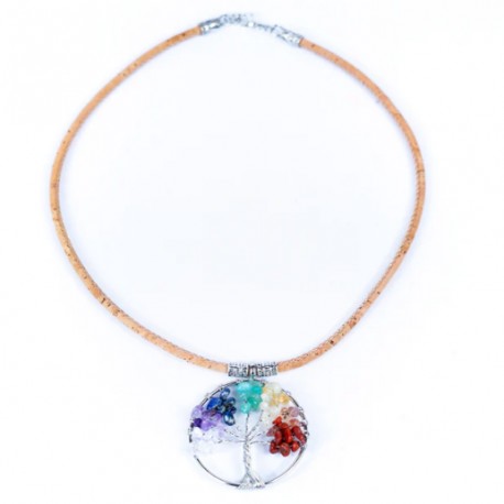 Tree of Life Quartz and Cork Necklace Handmade in Portugal