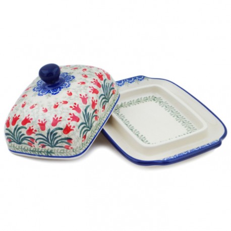 Polish Pottery Butter or Cheese Dish - Euro Style - Crimson Bells