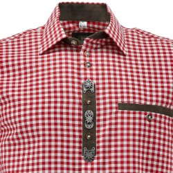 L German Traditional Men's Fest Shirt Red/White
