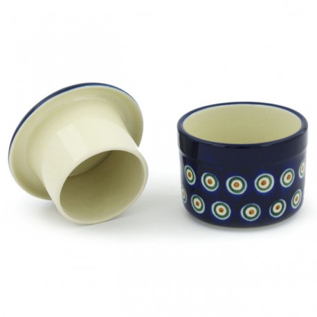 Polish Pottery Butter Crock - French Style - Peacock
